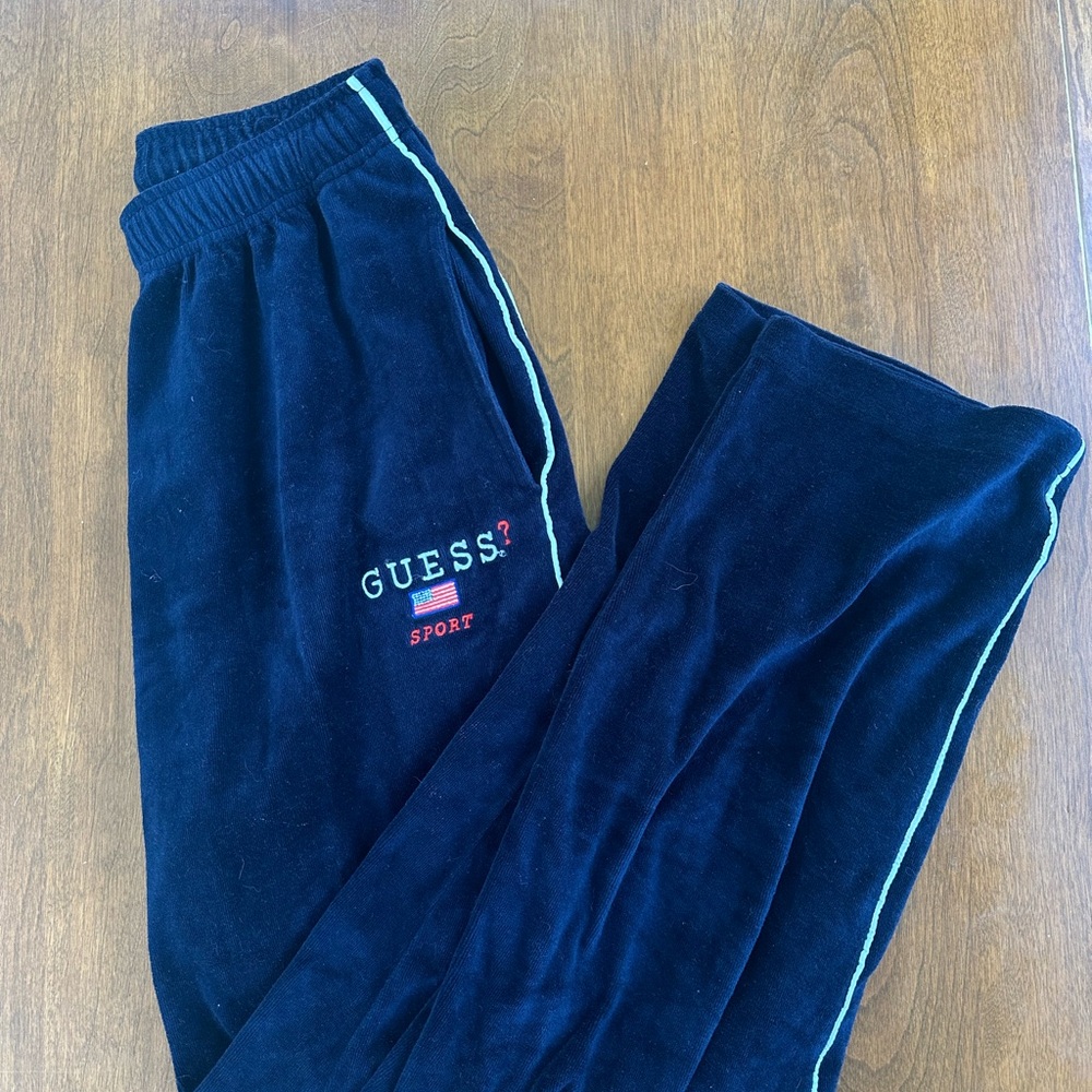Vintage Guess Navy Blue Velour Pants